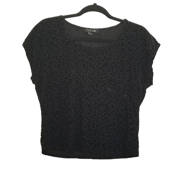 💙 (3 For $15) Forever 21 Leopard Print Cropped Top Blouse SZ S - Picture 1 of 6